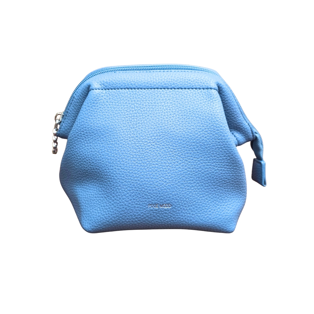 Pixie Mood Josie Travel Pouch Blue 100% Vegan Leather Cosmetic Bag Organizer